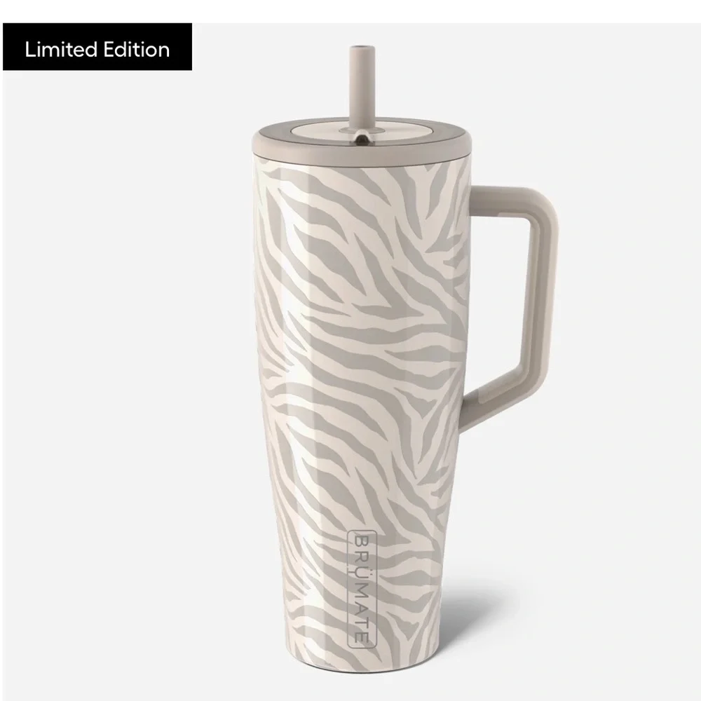 BruMate Era 40oz with straw covers in Zebra! New!!
